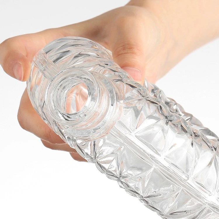 Square 700ml Glass Bottle With Engraved Ridges